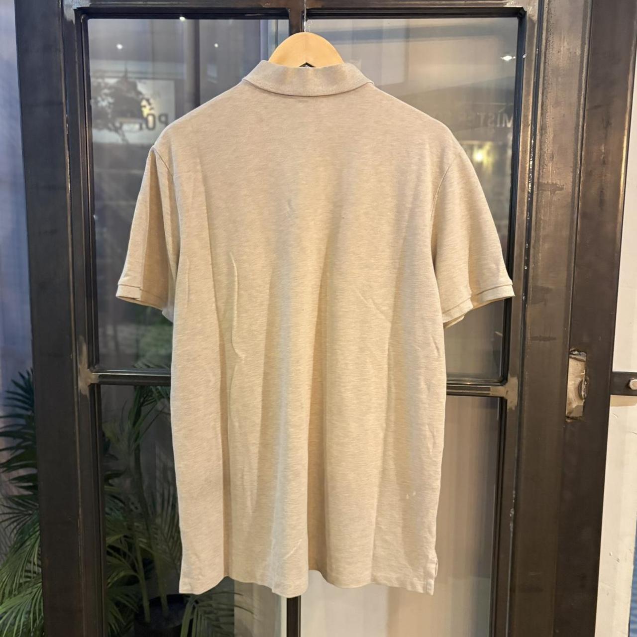 POL524F-P - Vintage Retro Ralph Lauren Plain Beige Polo Shirt Short Sleeve collared button up top  #Y2K #preppy #chiefkeef #oldmoney #ralphlauren