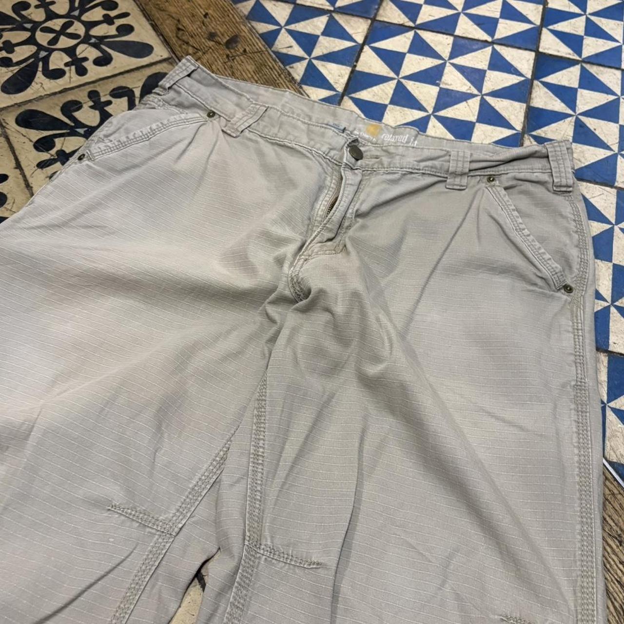 BR2401AM-F - Vintage retro essential  Beige Carhartt Ripstop Cargo Trousers pants casual workwear #skater #utility #ripstop #cargos #carhartt