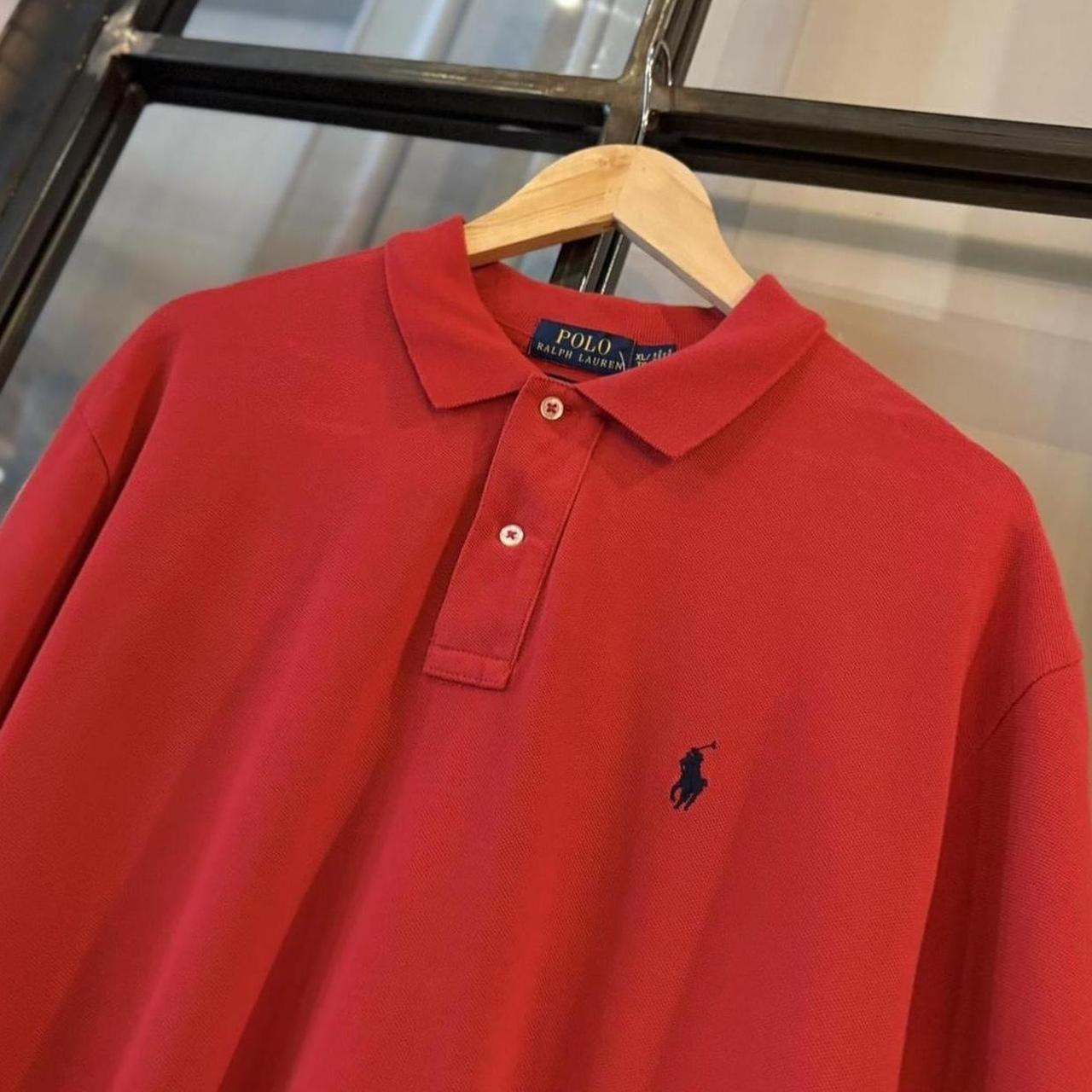 POL421F - Vintage Retro Ralph Lauren Plain Red Polo Shirt Short Sleeve collared button up top  #Y2K #preppy #chiefkeef #oldmoney #ralphlauren