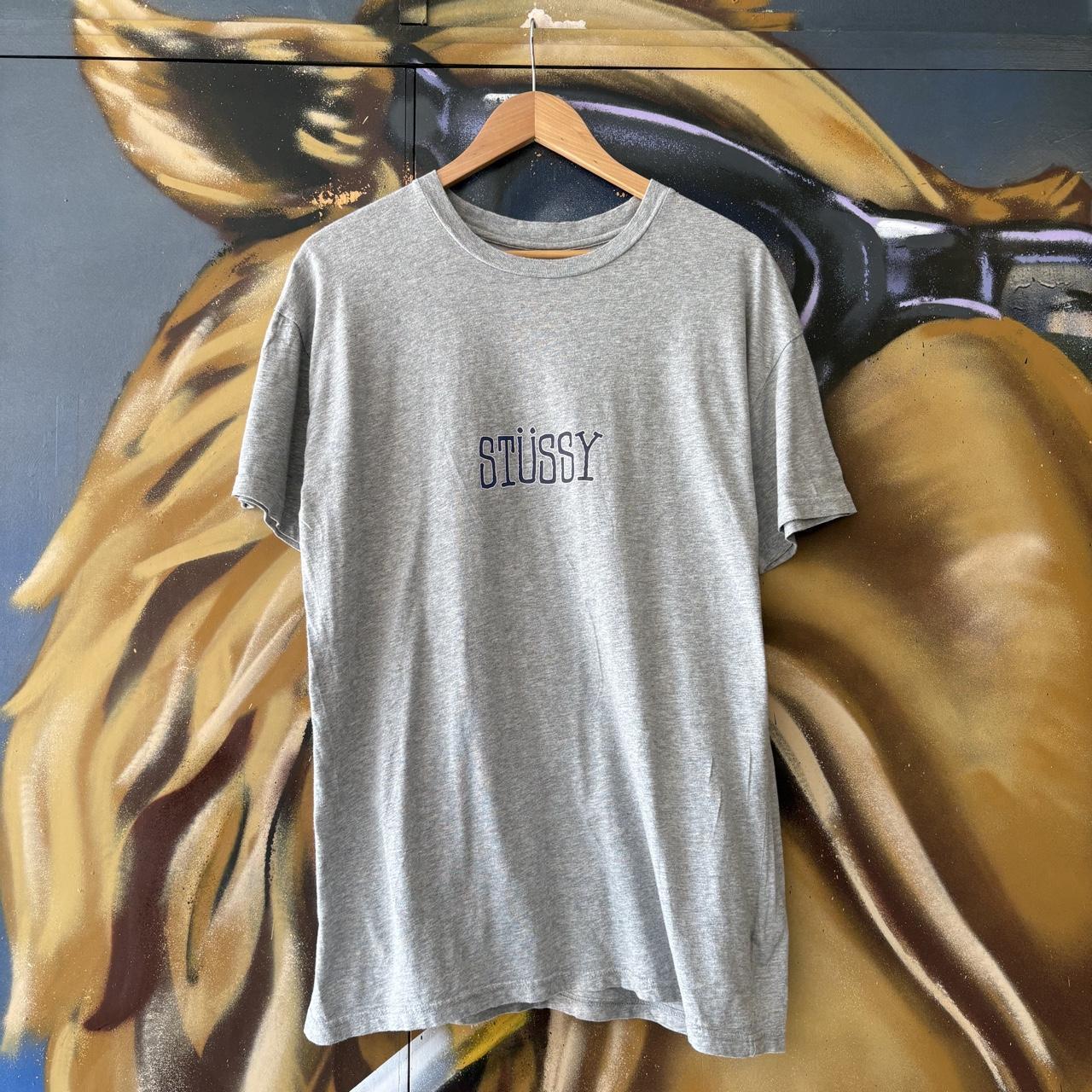 Vintage Stussy T shirt Mens Small Grey Graffiti Logo Graphic Print Skate Surf Tee Top 90s Y2K 00s