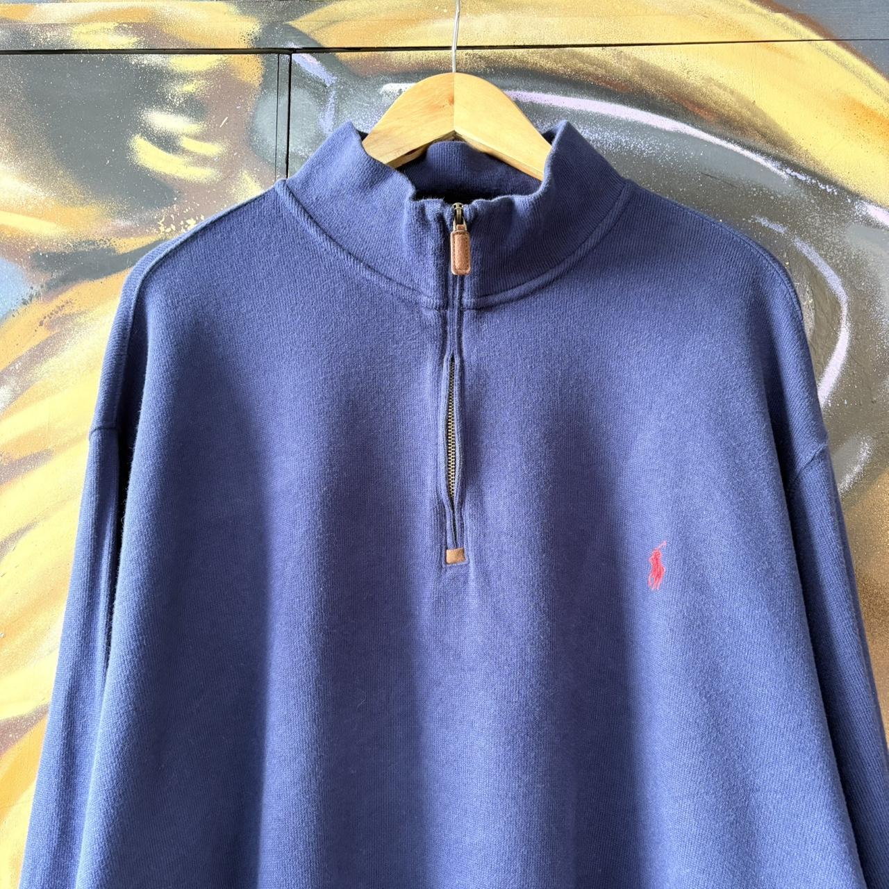 BR1602W-U - Vintage Ralph Lauren Navy Blue 1/4 quarter zip up Sweatshirt jumper fleece top #Y2K #preppy #quarterzip #smartcasual #oldmoney
