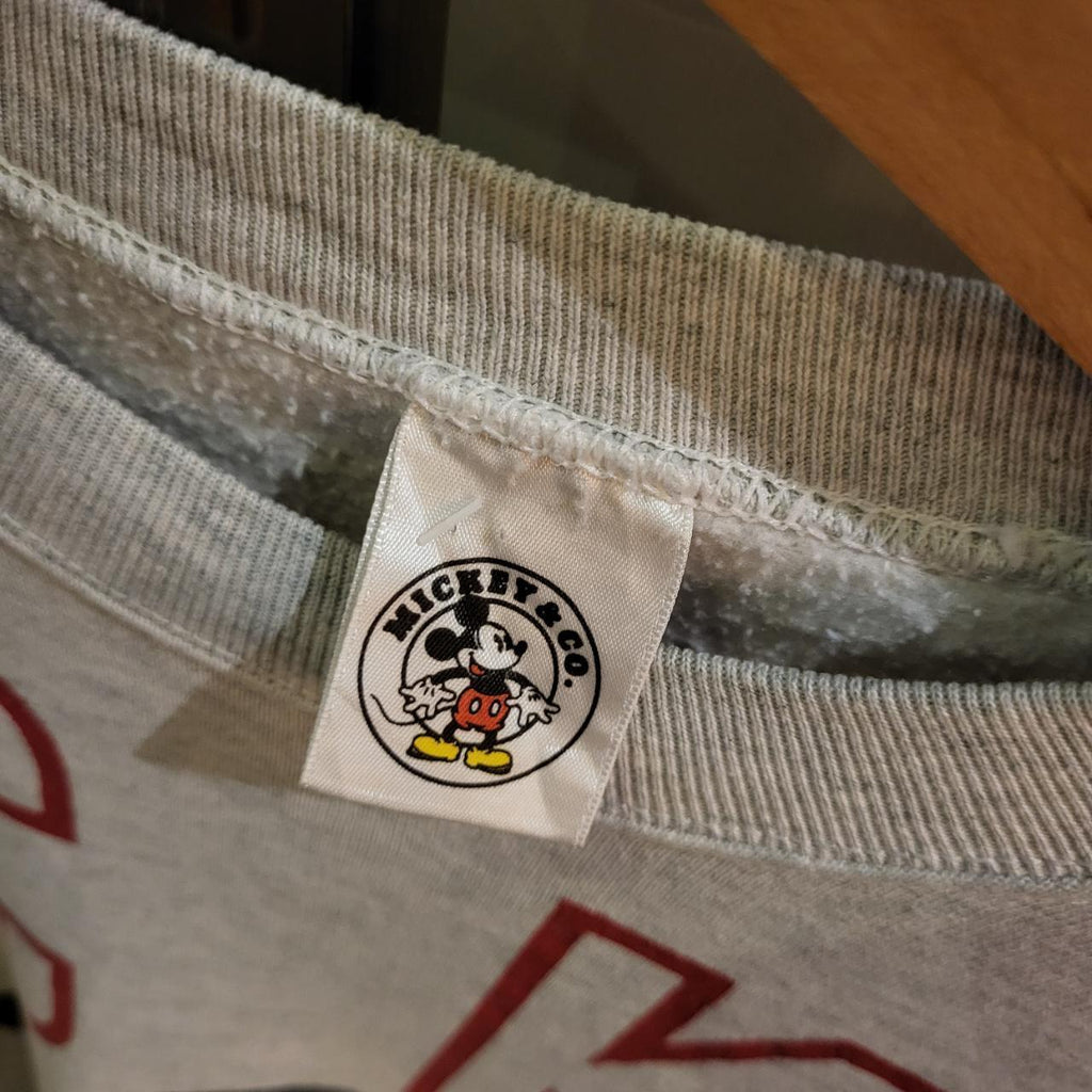 SWT245 - Vintage Retro Essential adult Mickey Mouse sweatshirt jumper crewneck with big Cartoon graphic spellout 90s y2k