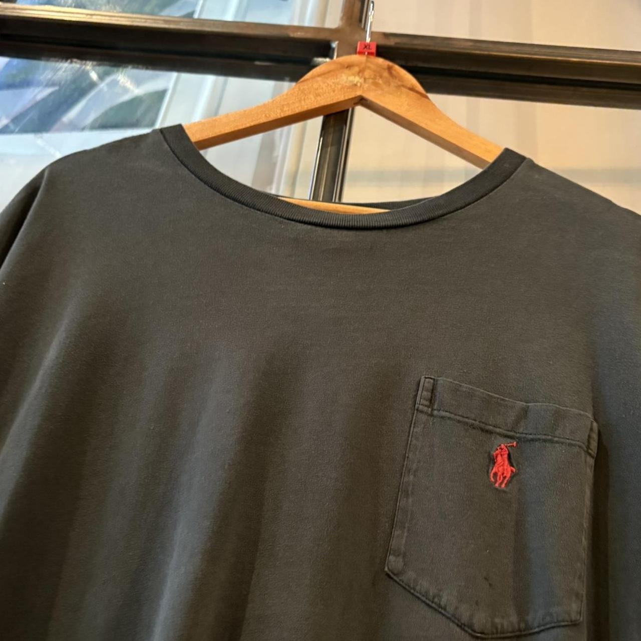 BR2409I-F - Vintage Retro Essential Navy Polo Ralph Lauren Plain Single Stitch Pocket Top Tee T-shirt #90s #preppy #top #poloralphlauren #basic