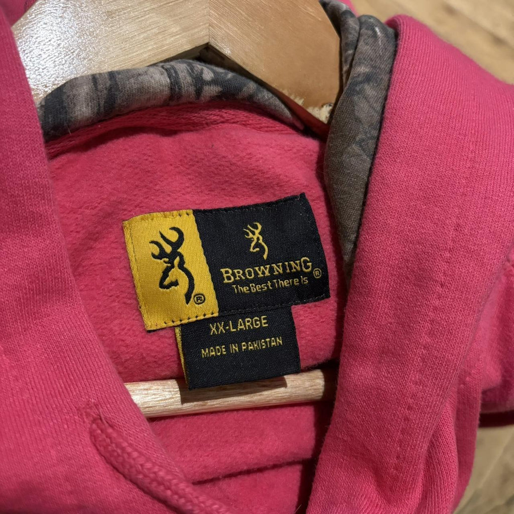 RTT274BR - Vintage Retro Essential Pink Browning Sweatshirt Hoodie with big spellout print logo #90s #sportswear #essential #browning #y2k
