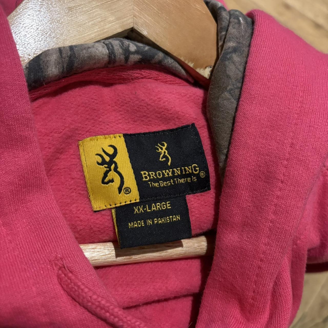 RTT274BR - Vintage Retro Essential Pink Browning Sweatshirt Hoodie with big spellout print logo #90s #sportswear #essential #browning #y2k