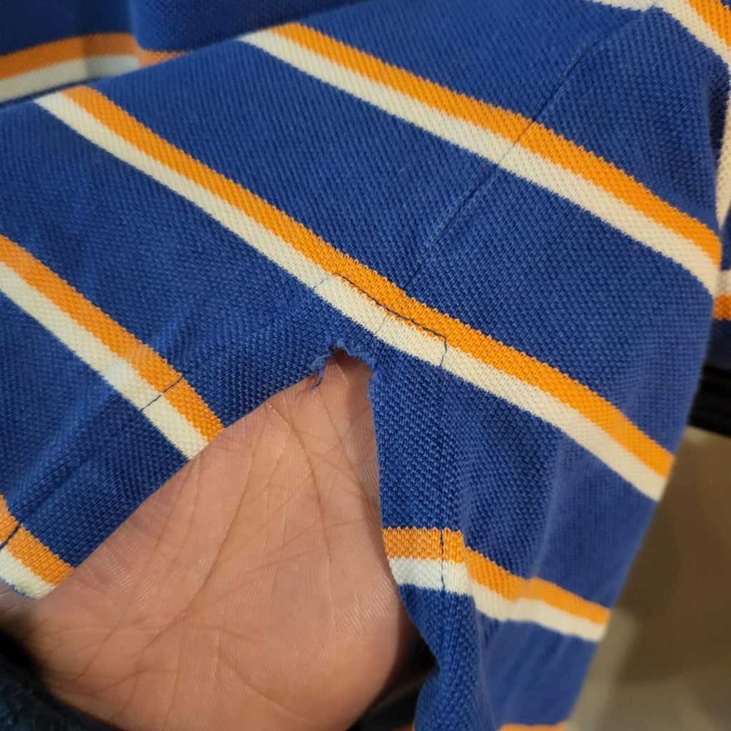 POL081 - Vintage Ralph Lauren blue White Stripe Polo Shirt Short Sleeve collared button up top #Y2K #preppy #chiefkeef