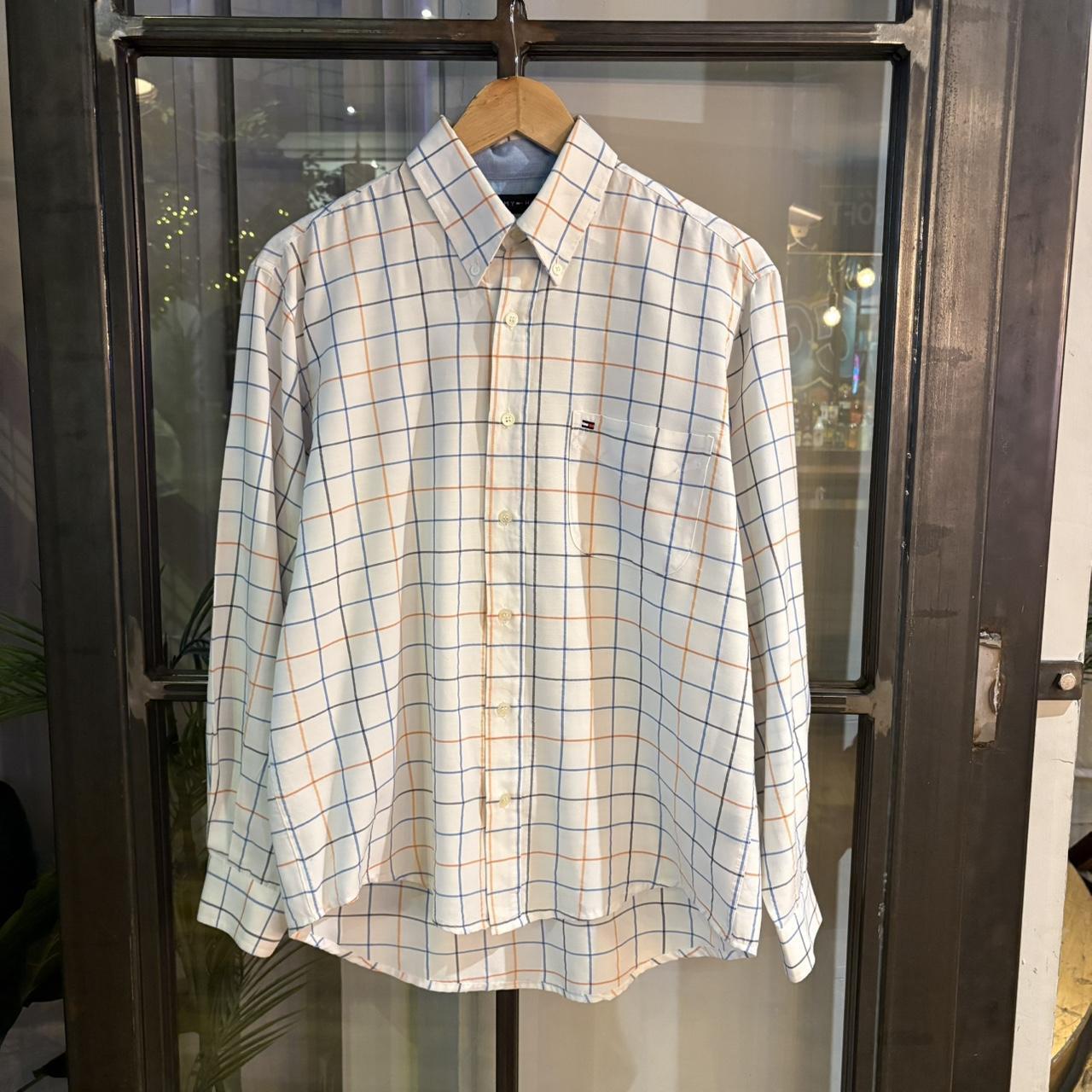 1224E29P - Vintage Tommy Hilfiger White Multi-colour Checked Shirt Short Sleeve collared button up #Y2K #preppy #chiefkeef #preppy #oldmoney