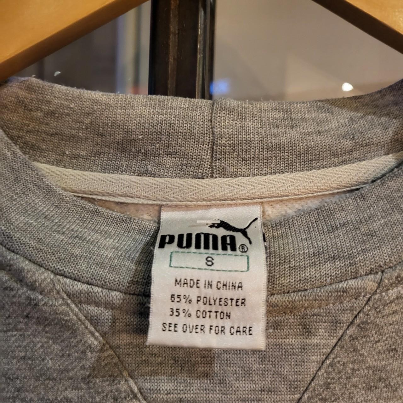 SWT123 - Vintage Retro Essential Grey Puma sweatshirt jumper pullover crewneck with centre spell out logo #puma #essential #casual #baggy