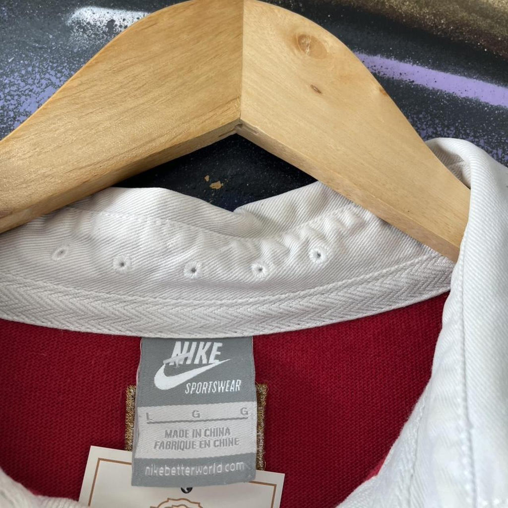 Y2K Nike Chest Stripe Long Sleeve Rugby Jersey