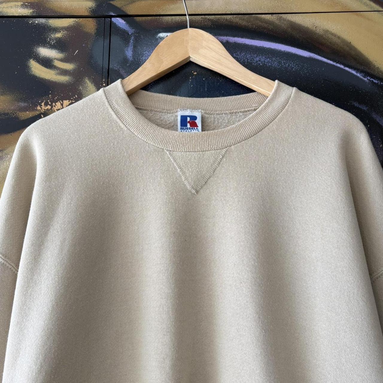 Vintage Russell Athletic Sweatshirt Mens XL Beige Blank Essential Skate Jumper Top USA 90s Y2K 2000s