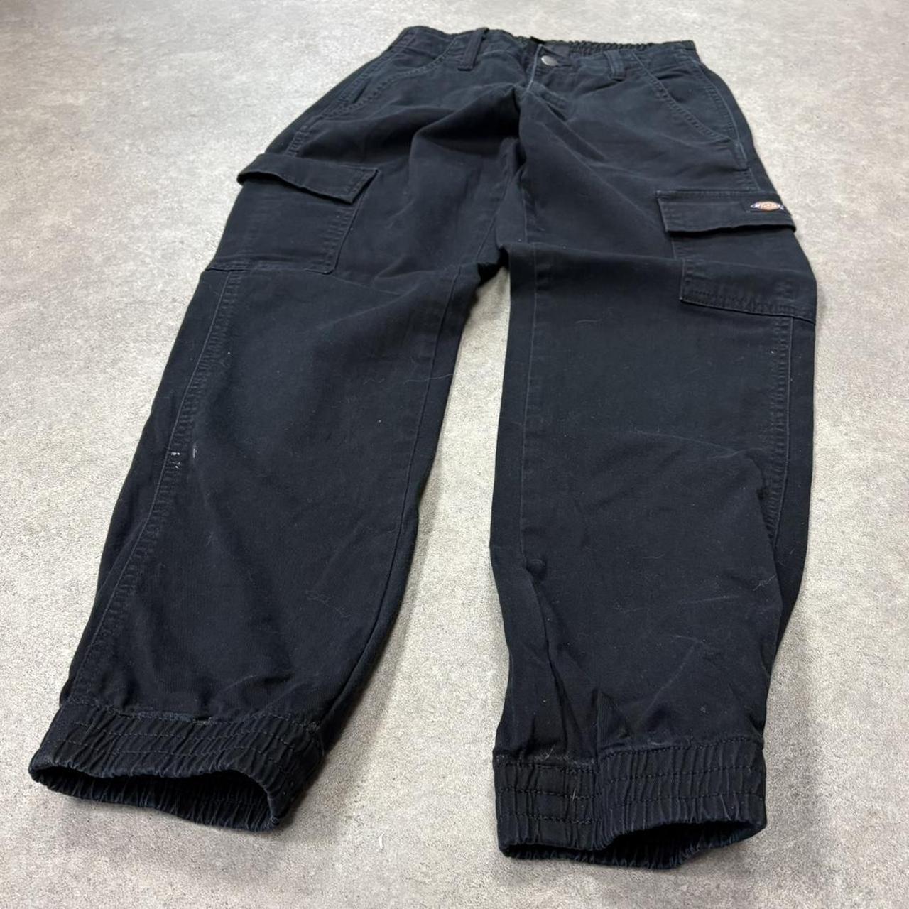 BR1011BO-U - Vintage retro essential Black Dickies Cargo Trousers pants casual workwear with elasticated waistband #skater #utility #workwear #straightleg #dickies