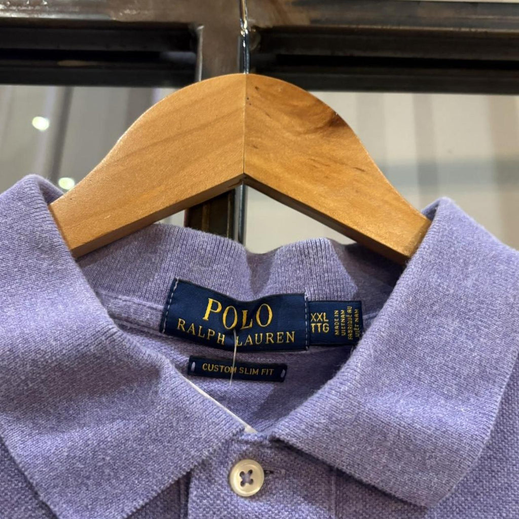 BR1912V-F - Vintage Retro Ralph Lauren Plain Lilac Polo Shirt Short Sleeve collared button up top  #Y2K #preppy #chiefkeef #oldmoney #ralphlauren