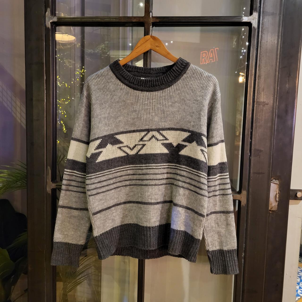 WDB064 - Vintage Retro Grey grandad knit Patterned Sweatshirt Knitwear sweater Jumper #hiphop #coogi #biggie #grandad #sweater