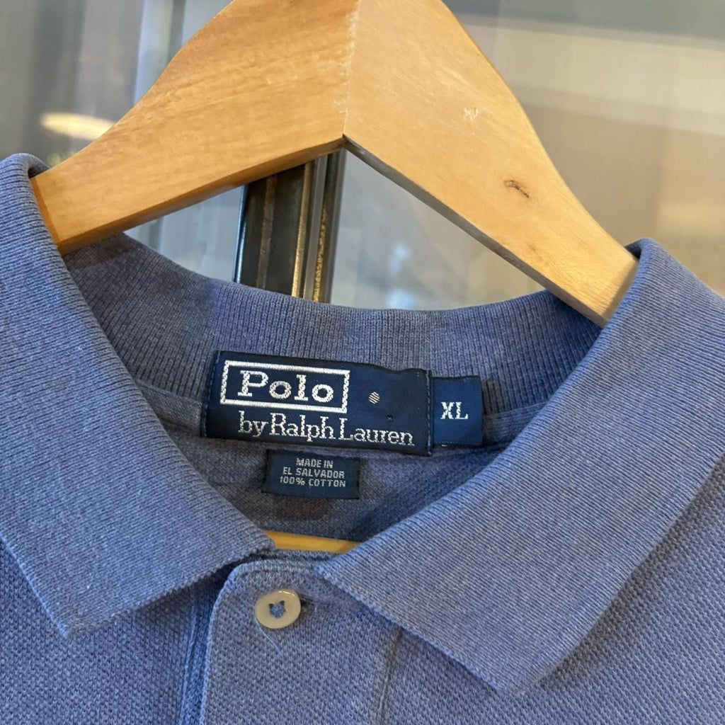 POL554F - Vintage Retro Ralph Lauren Plain Lavender Polo Shirt Short Sleeve collared button up top  #Y2K #preppy #chiefkeef #oldmoney #ralphlauren