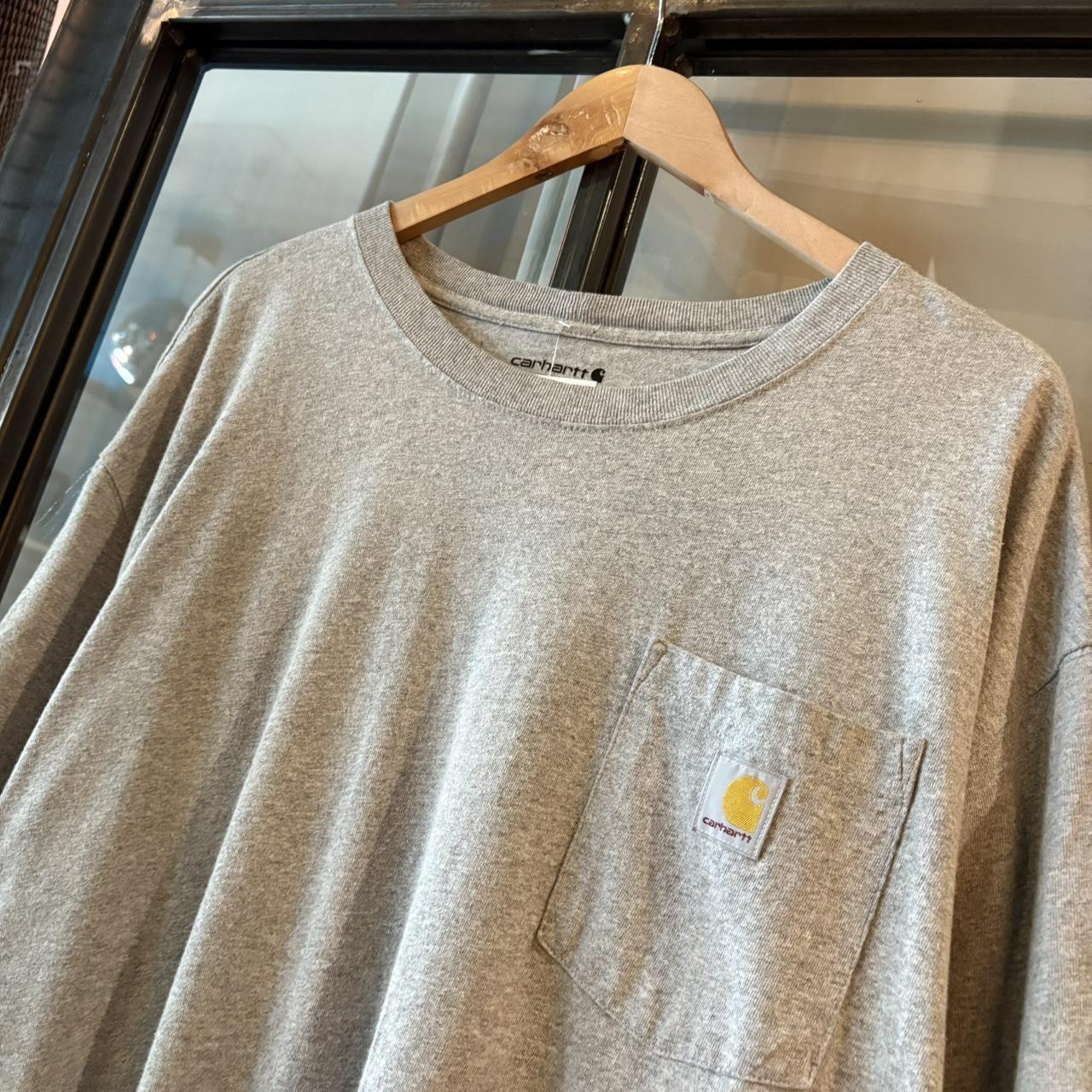 TEE497F - Vintage Retro Essential Grey Carhartt Pocket Top Tee T-shirt with embroidered patch logo #skater #workwear  #carhartt #y2k #pockettee