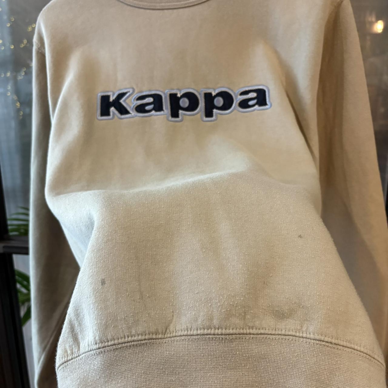 Vintage Kappa Jumper Beige Mens Large Big Spellout Logo Italy Skate Sweatshirt Top 90s Y2K 2000s