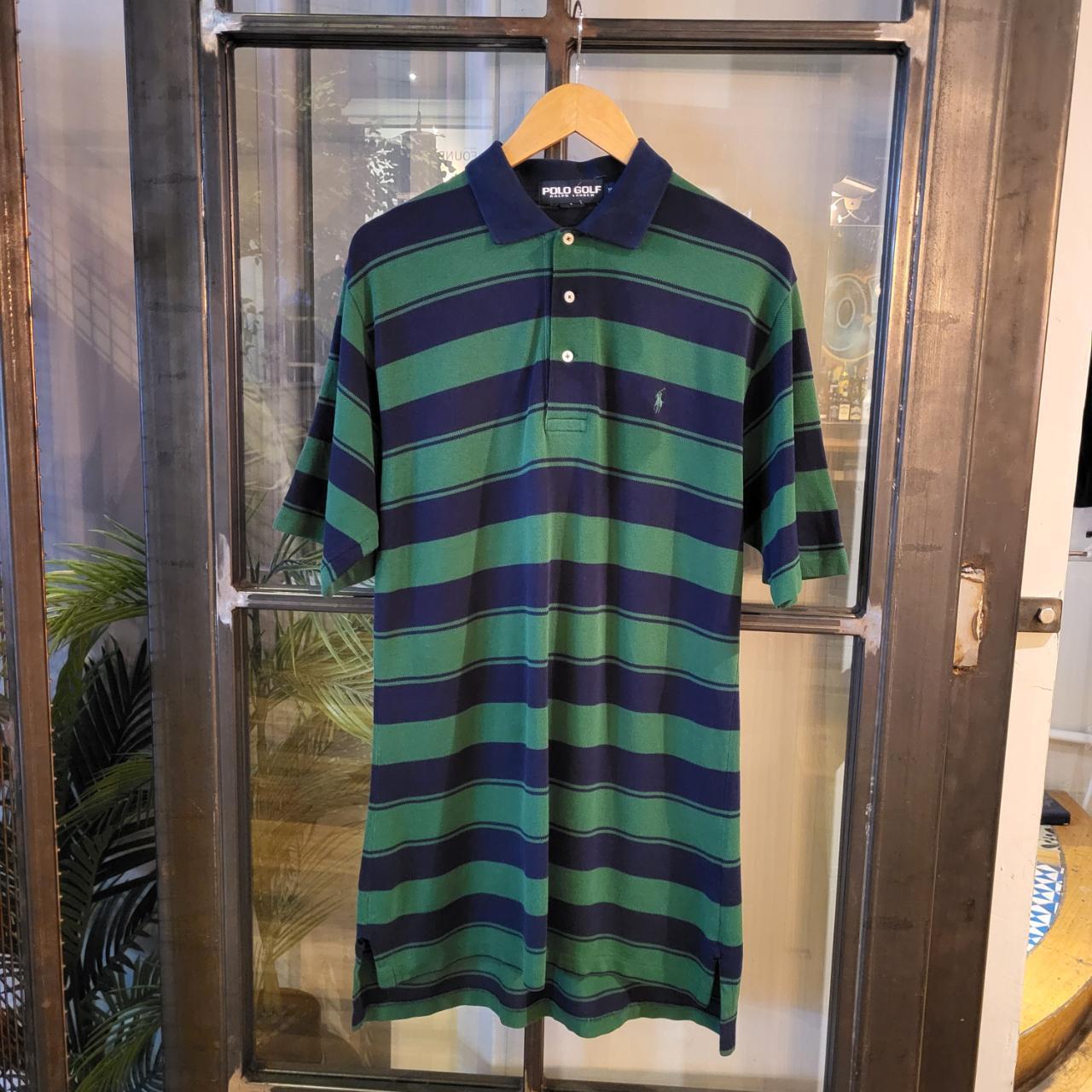 POL186 - Vintage Ralph Lauren Navy and Green Polo Shirt Short Sleeve collared button up top #Y2K #preppy #chiefkeef #golf #oldmoney