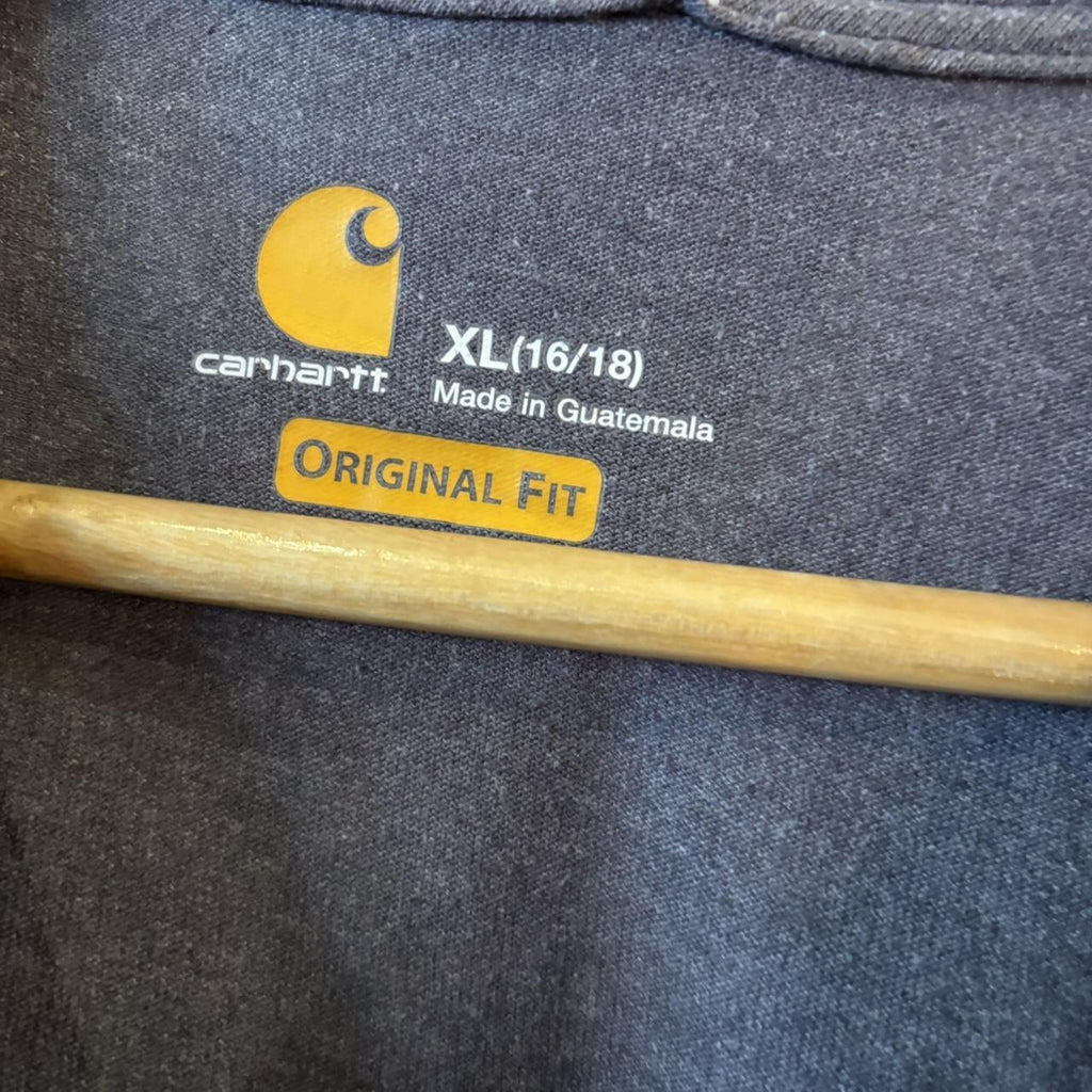TEE516F - Vintage Retro Essential Blue Carhartt Longsleeve arm Graphic Print Top Tee T-shirt #skater #workwear  #carhartt #y2k #longsleeve