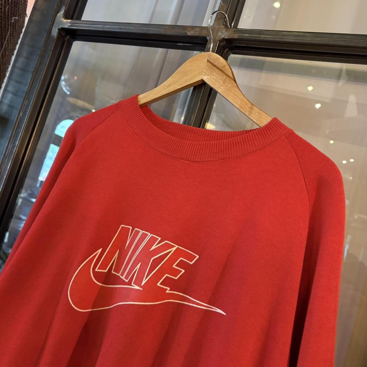 Vintage Retro Essential Red 80s / 90s Nike Crewneck Jumper Sweatshirt with print logo #90s #sportswear #essential #80s #nike