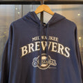 MA0406CQ-F - Vintage Retro Essential Navy Stitches MLB Milwaukee Brewers Baseball Sweatshirt Hoodie with print logos #90s #baseball #milwaukeebrewers #stitches #y2k