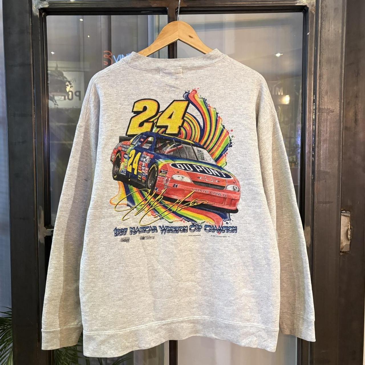 SWT692F - Vintage Retro Essential Grey Nascar 1997 Winston Cup Champion Jeff Gordon Dupont Chevrolet Crewneck Jumper Sweatshirt with print logo #90s #racing #winstoncup #y2k #nascar