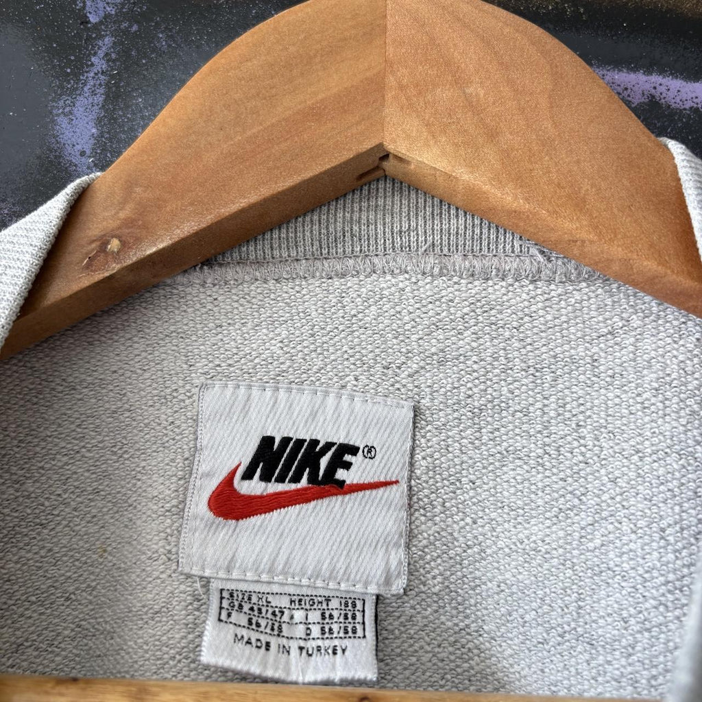 Vintage Nike Sweatshirt Mens XL Grey Big Centre Solo Swoosh Patch Baggy Pullover Jumper Top 90s Y2K 00s
