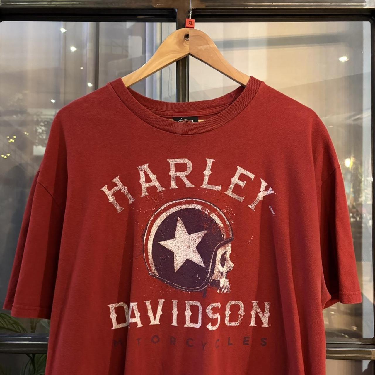 BR2401BM-P - Vintage Retro Essential Burgundy Red Harley Davidson Graceland, Memphis Graphic Print Top Tee T-shirt #graphic #motorcycles #biker #harley #harleydavidson