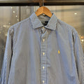 MES2811D-F - Vintage Ralph Lauren Blue Pinstripe Longsleeve collared button up polo shirt top #Y2K #preppy #chiefkeef #smartcasual #oldmoney