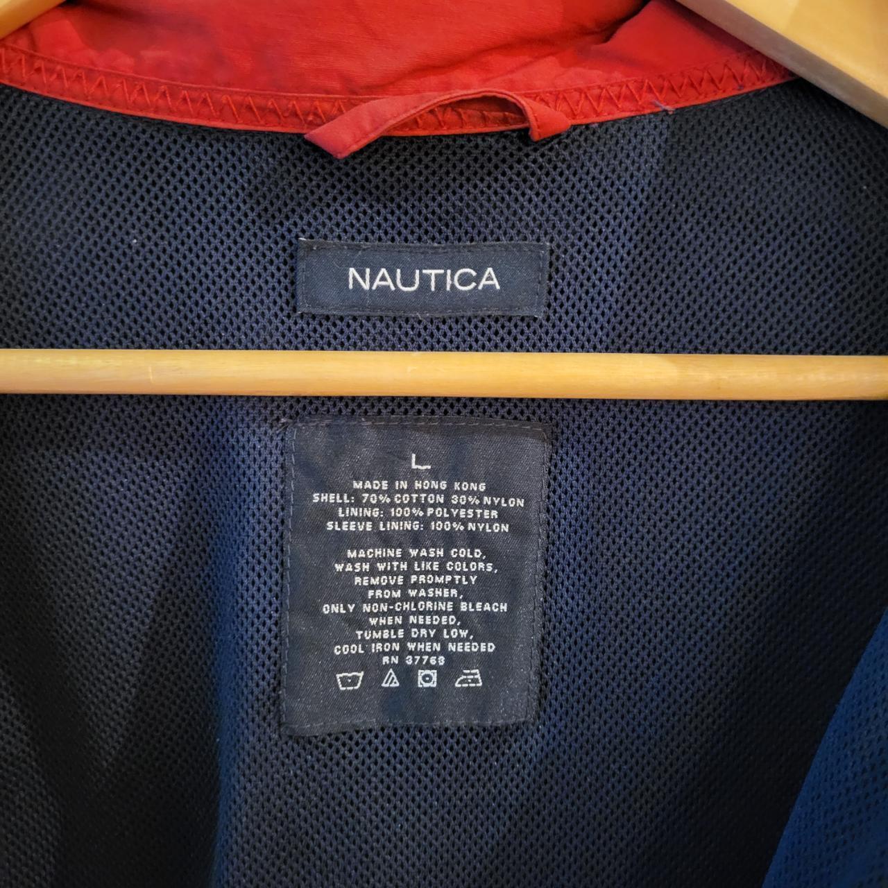 WDB024 - Vintage Retro Essential Nautica Two Block Red Navy Windbreaker full zip up Jacket with concealable Hood #nautica #windbreaker #preppy #featival #90s
