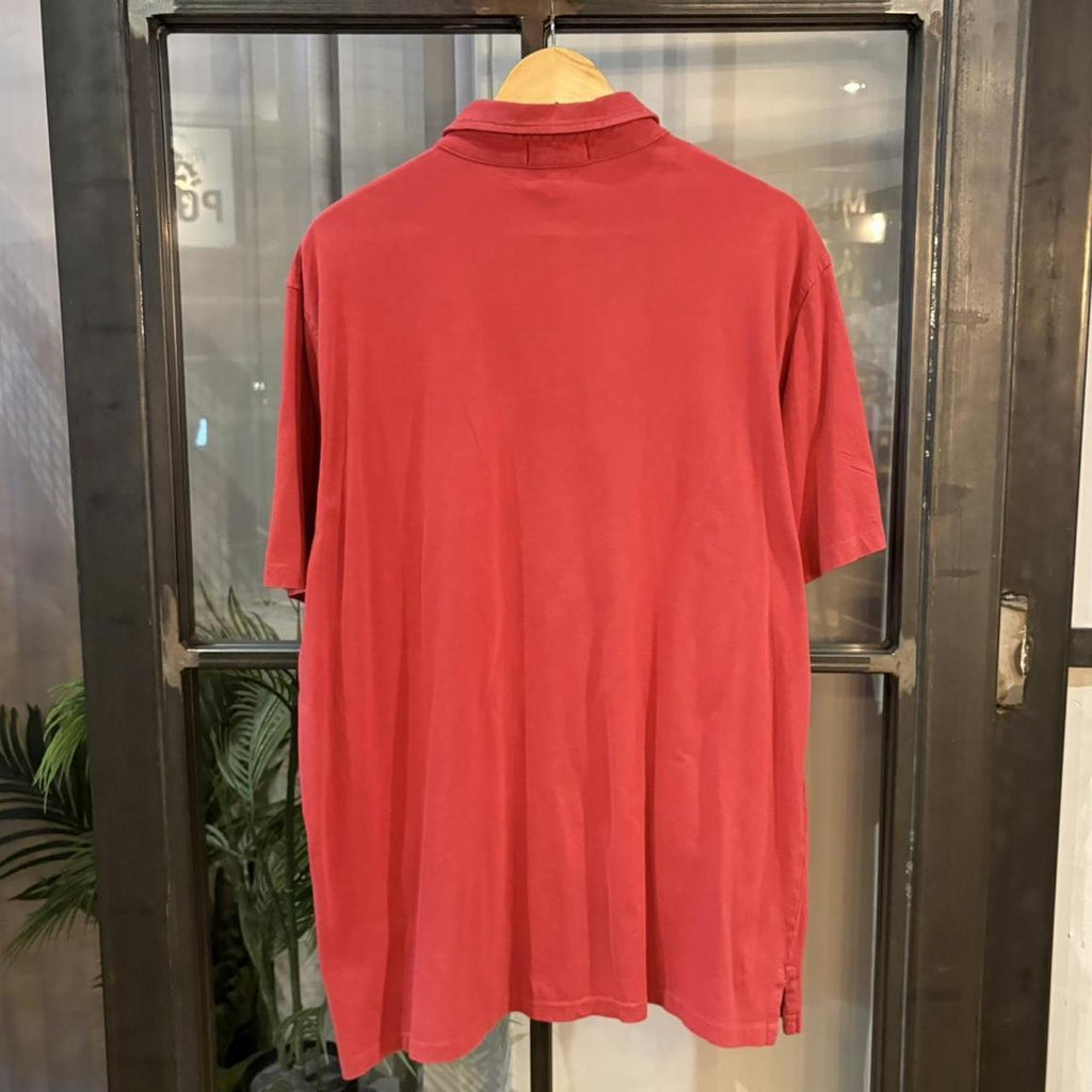 BR1912AH-F - Vintage Retro Ralph Lauren Plain Red Pocket Polo Shirt Short Sleeve collared button up top  #Y2K #preppy #chiefkeef #oldmoney #ralphlauren