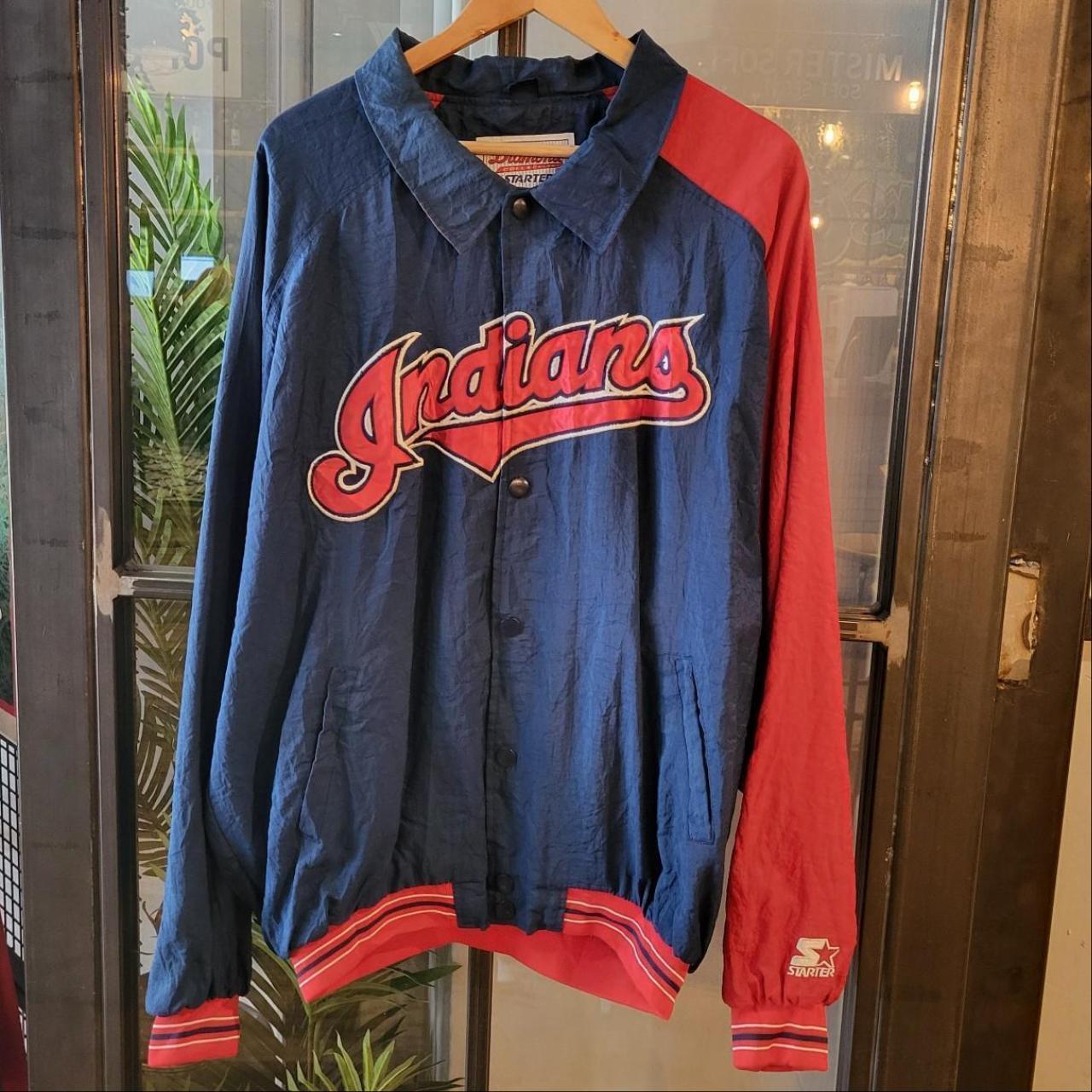 WCJ011 - Vintage retro essential MLB Cleveland Indians (Guardians) button up sports coach jacket #mlb #cleveland #festival #y2k