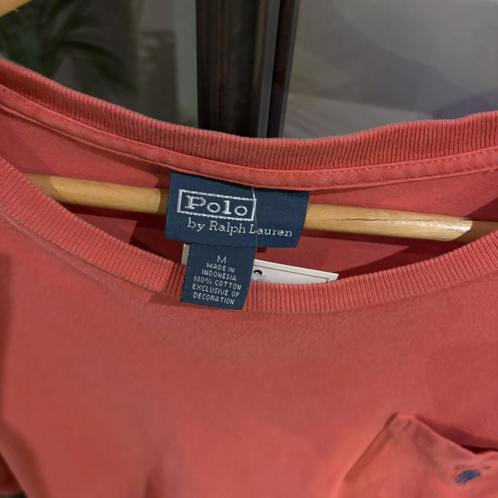 BR2804DV-P - Vintage Retro Essential Red Polo Ralph Lauren Pocket Top Tee T-shirt #90s #poloralphlauren #preppy #oldmoney #singlestitch