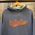 Vintage Quiksilver Hoodie Mens XL Blue Centre Spellout Logo Jumper Pullover Skate Surf Y2K 90s 2000s