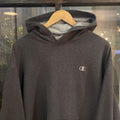 0325G75F - Vintage Retro Essential Dark Grey Champion Sweatshirt Hoodie with embroidered logo #90s #sportswear #essential #champion #y2k