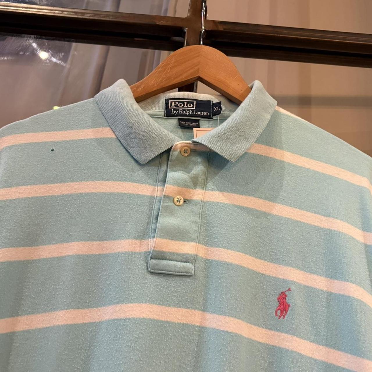 POL601-P - Vintage Ralph Lauren Light Blue Striped collared button up polo shirt top #Y2K #preppy #chiefkeef #smartcasual #oldmoney