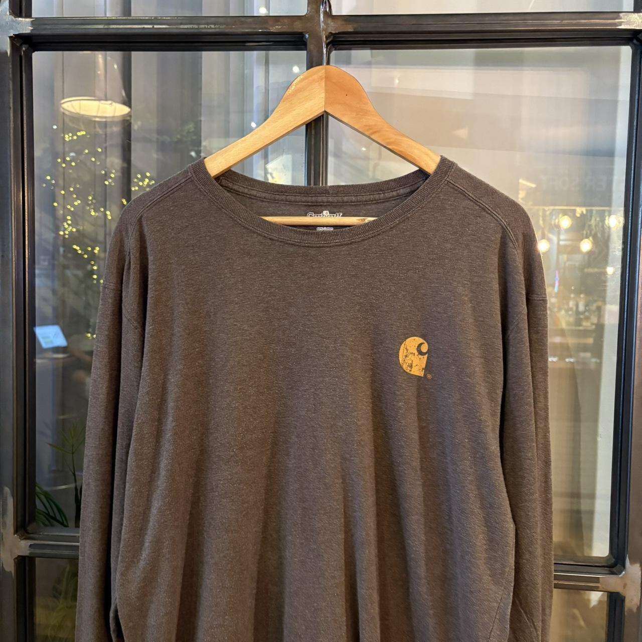 TEE458F - Vintage Retro Essential Dark Grey Brown Carhartt Longsleeve Graphic Print Top Tee T-shirt #y2k #graphic #skater #longsleeve #carhartt