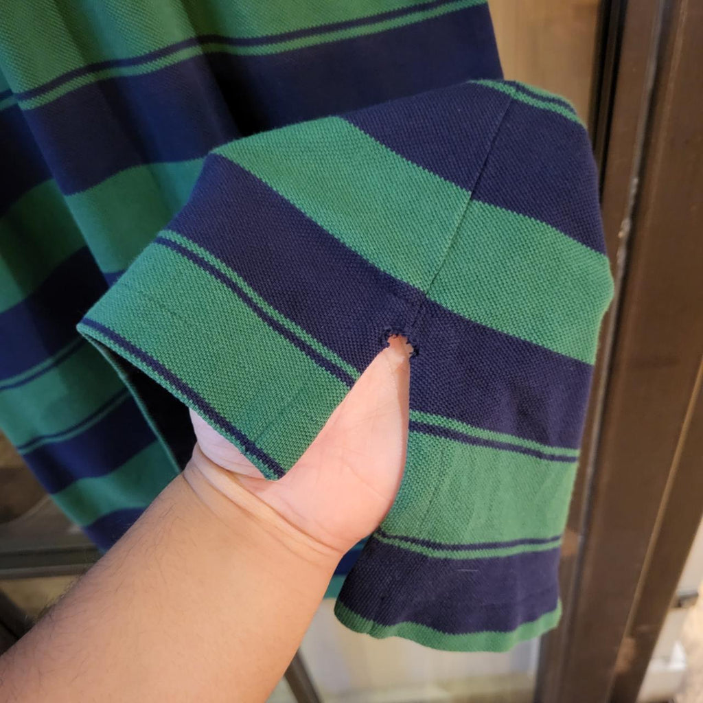 POL186 - Vintage Ralph Lauren Navy and Green Polo Shirt Short Sleeve collared button up top #Y2K #preppy #chiefkeef #golf #oldmoney