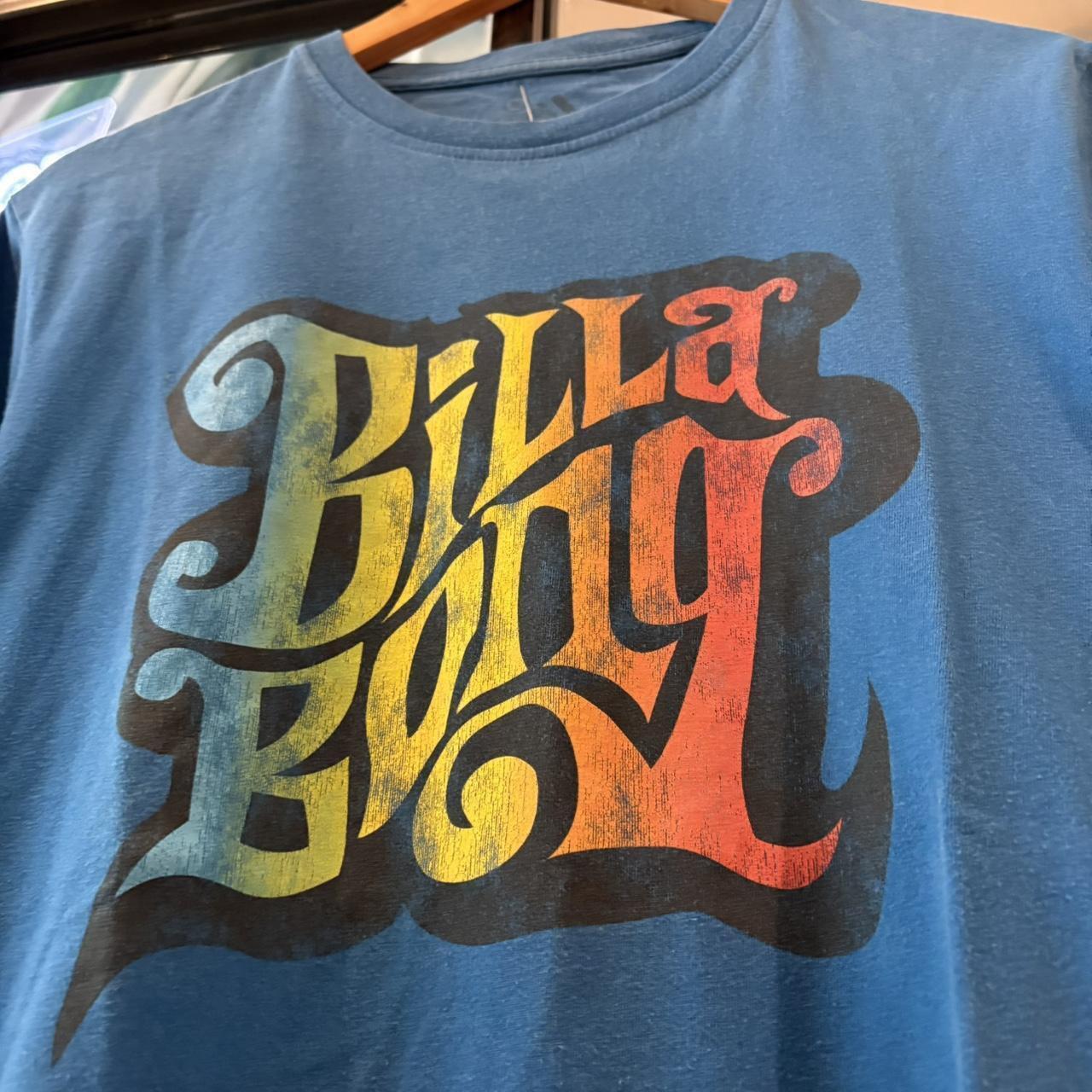 Vintage Billabong T Shirt Mens Medium Blue Tee Top Gradient Logo Graphic Surf Skate Streetwear Y2K