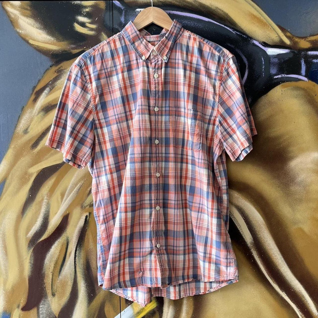 Checkered Short Sleeve Button Up Shirt