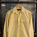 RLS124-P - Vintage Ralph Lauren Pale Yellow Plain Longsleeve collared button up shirt top #Y2K #preppy #chiefkeef #safari #oldmoney