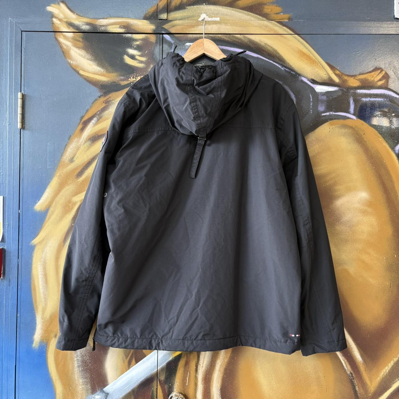 Napapijri Rainforest Jacket Mens XL Black Fleece Lined Quarter Zip Smock Pullover Coat Outdoors Y2K