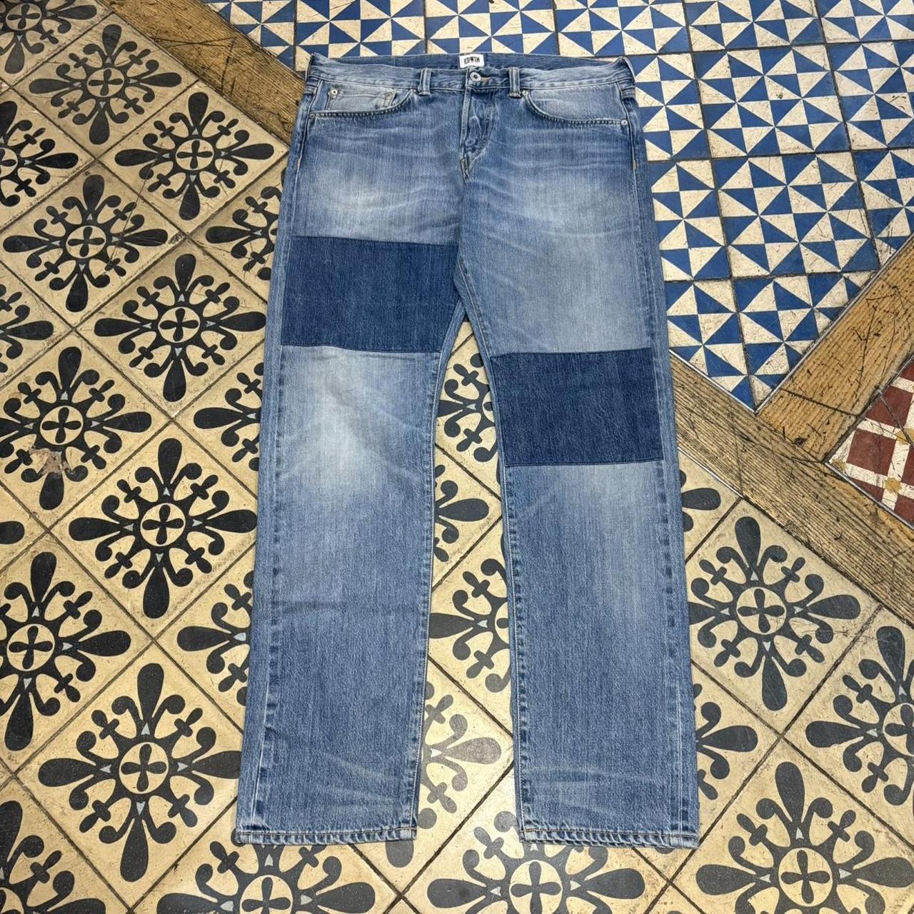 TRW534F - Vintage retro essential Edwin ED-80 Slim Tapered Contrast Two Tone Blue Wash Japanese Denim Jeans Trousers pants #denim #edwin #japanesedenim #slim #tapered