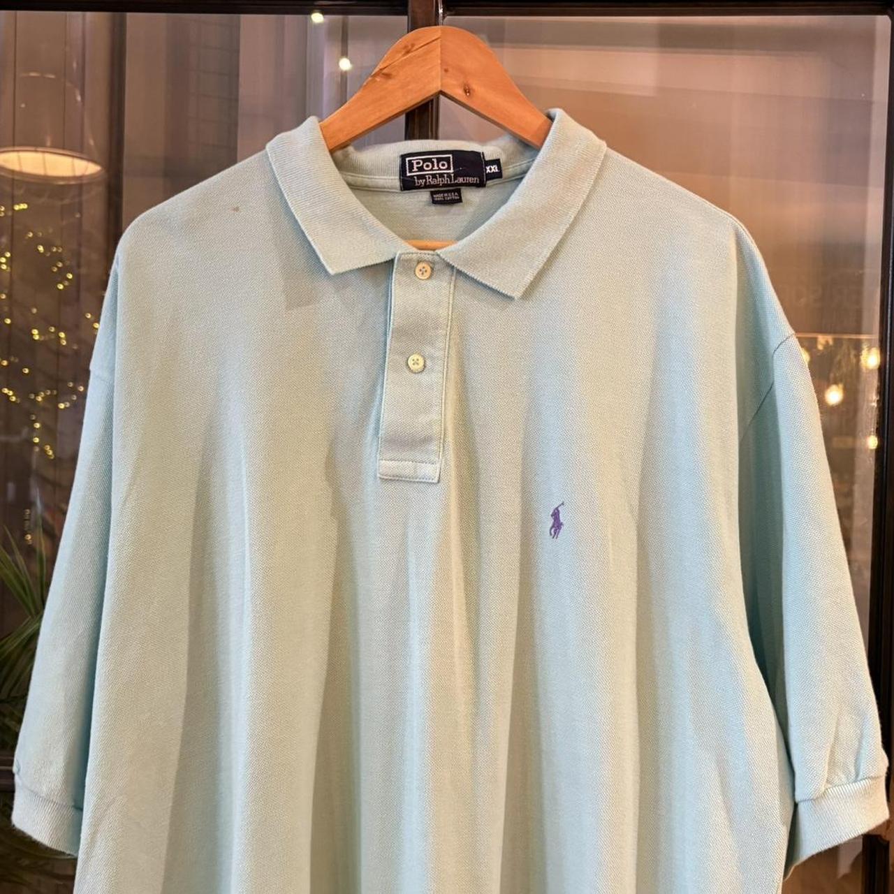 POL555F - Vintage Retro Ralph Lauren Plain Turquoise Polo Shirt Short Sleeve collared button up top  #Y2K #preppy #chiefkeef #oldmoney #ralphlauren