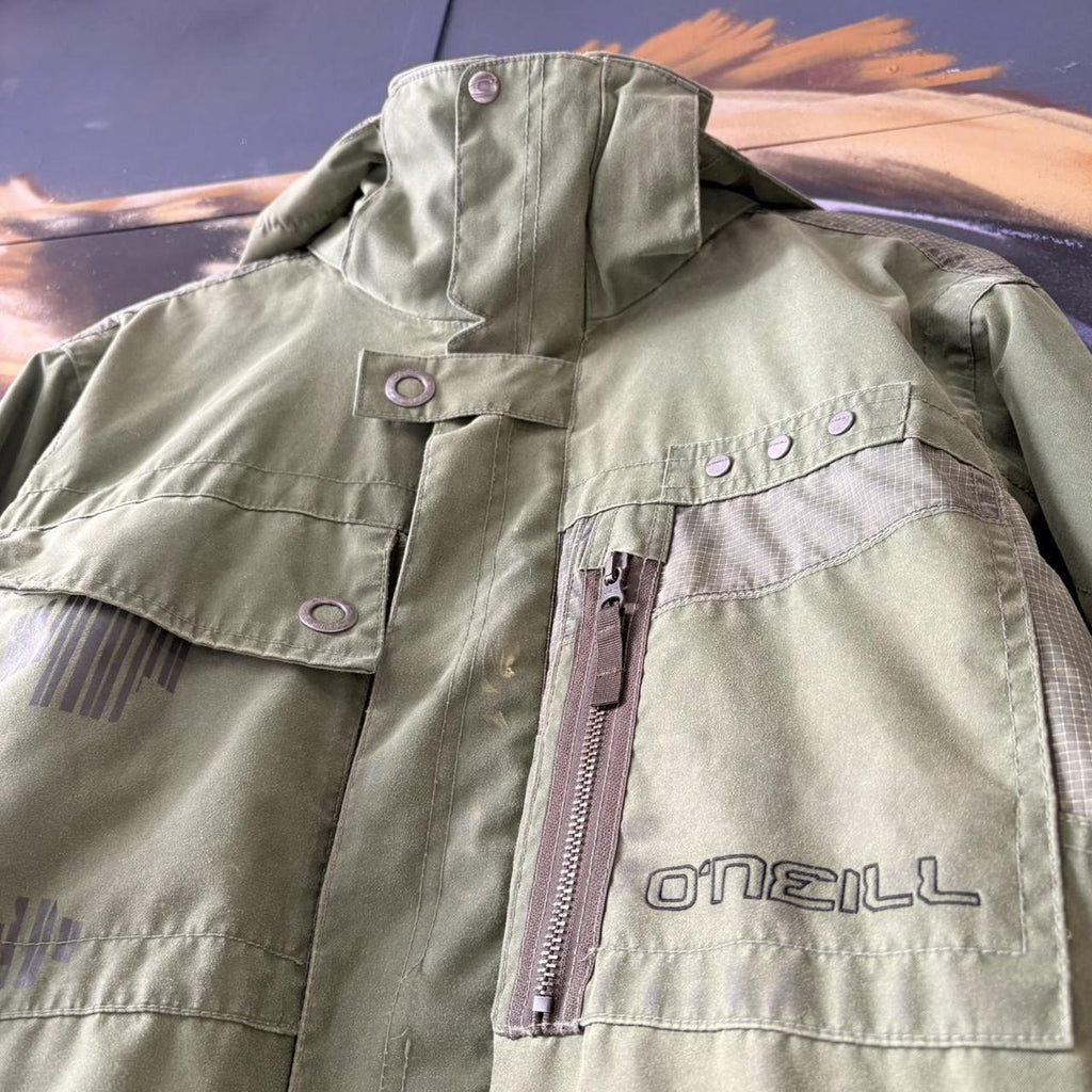 Vintage O’Neill Ski Jacket Mens Large Green Waterproof Technical Snow Coat 90s Y2K