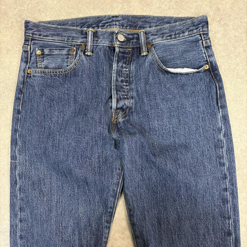 Vintage Levis 501 Jeans Mens 32" Waist Denim Wash Trouser 36" Straight Leg long Western Cowboy USA
