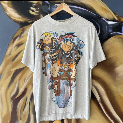 1990s Flintstones Biker AOP Graphic Tee breakthrough graphic cartoon film tv