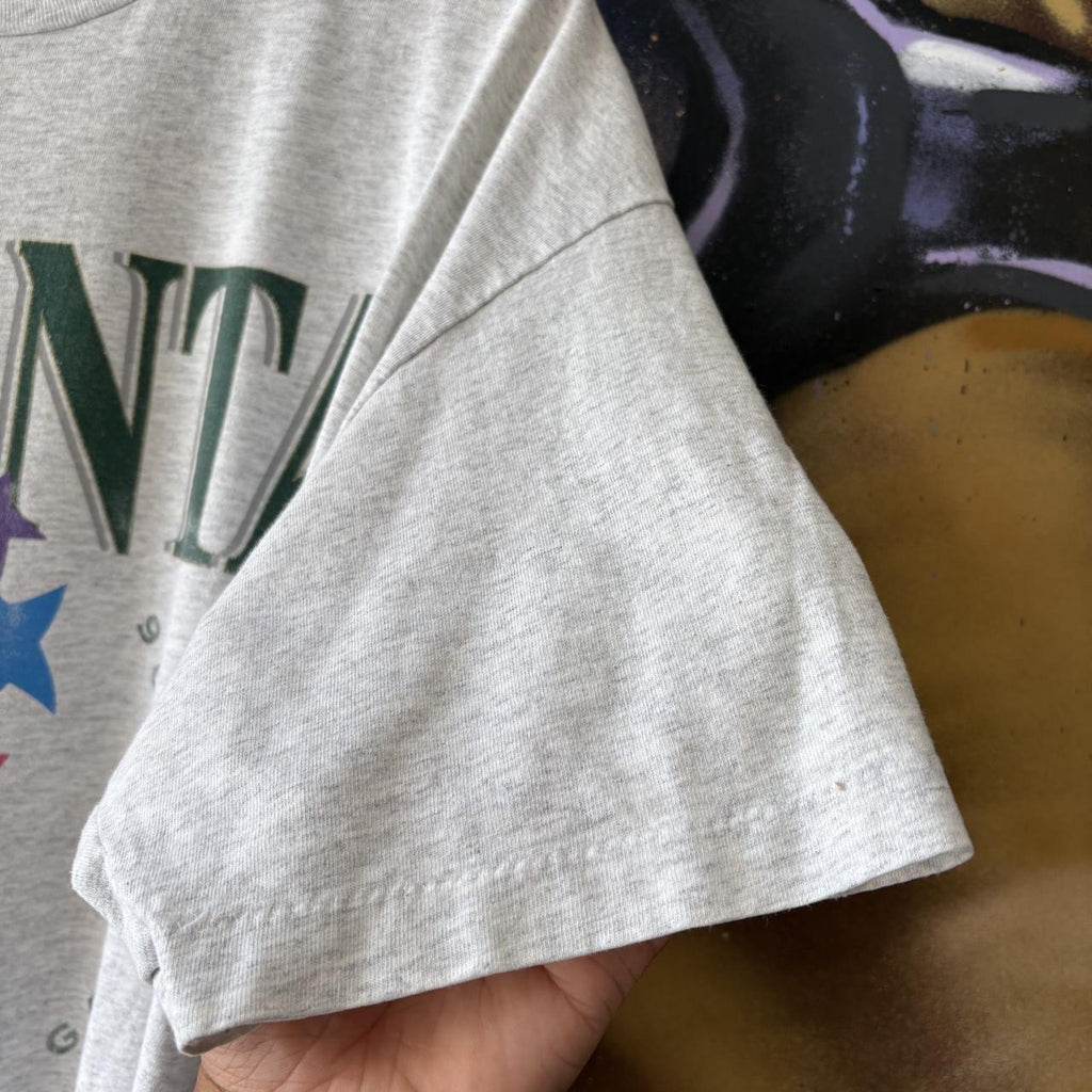 Vintage Atlanta Olympics 1996 T shirt GRey Faded Sports Flame Graphic Print Single Stitch Tee Top 90s Y2K 00s
