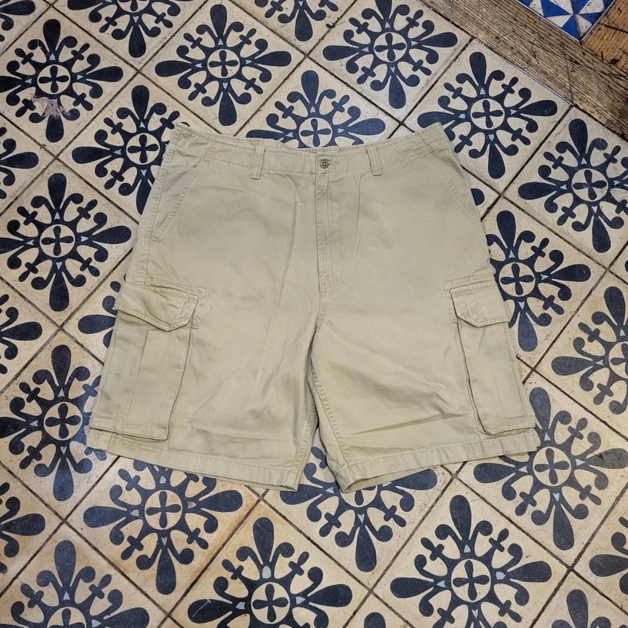 JRT000 - Vintage Retro GAP Tan Brown Oversized Baggy Cargi Shorts Jorts graphic carpenter workwear Old School Hip Hop skate grunge faded 90s Y2K style