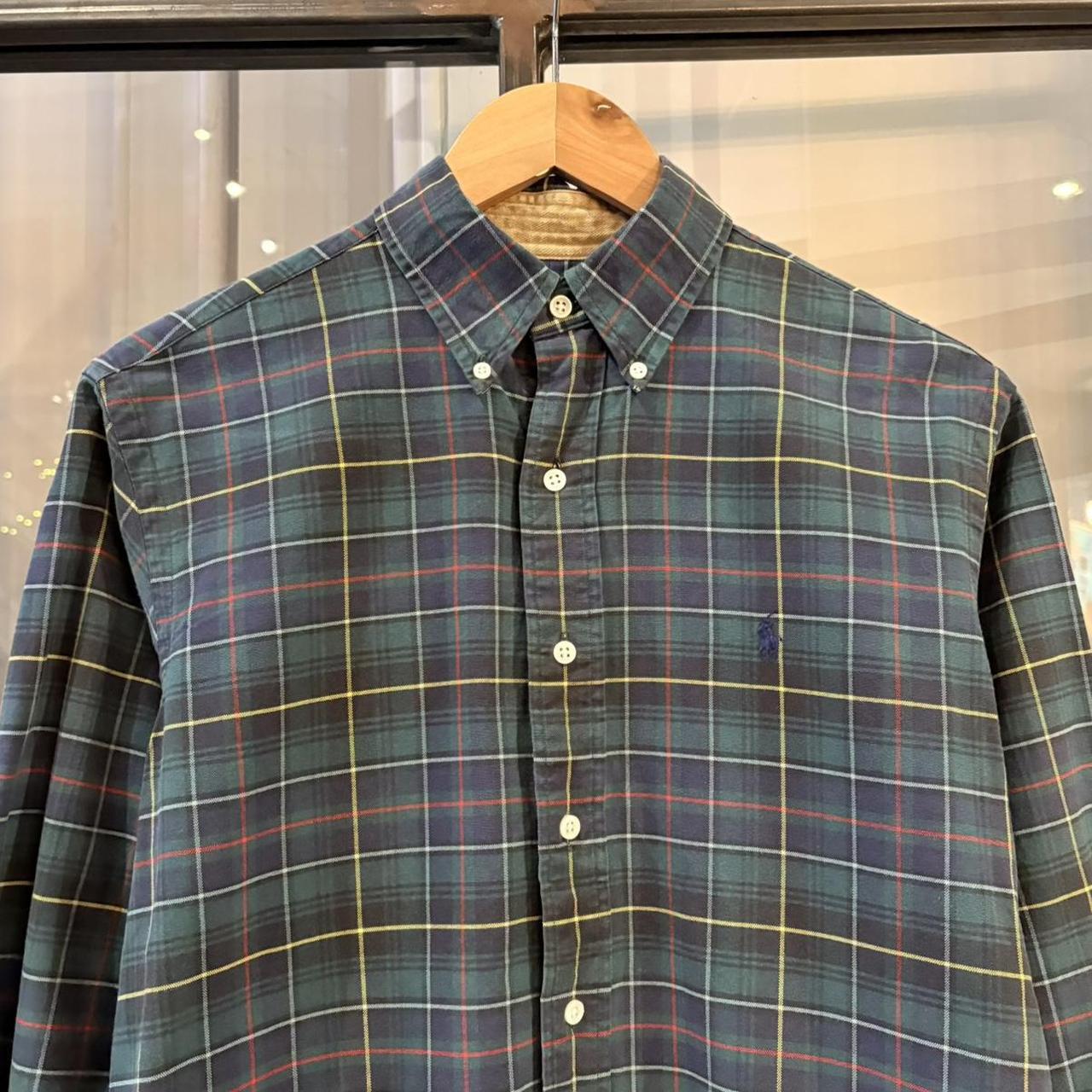 Vintage Polo Ralph Lauren Tartan Oxford Shirt Top Mens Small Green Plaid Check Button Down Long Sleeve Pony Horse Logo Old Money Preppy Classic Casual Streetwear 90s Y2K