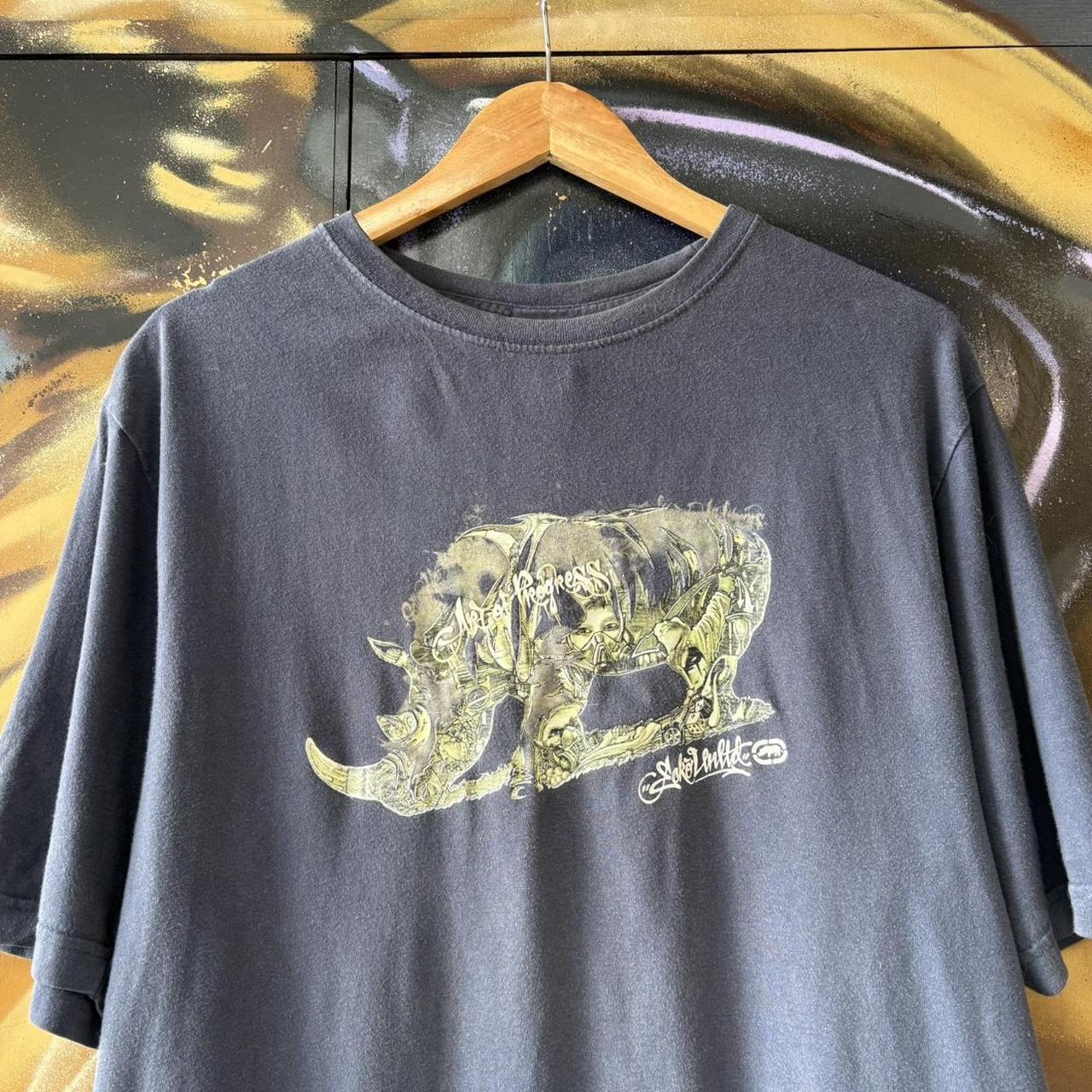 Vintage Ecko Unlimited T Shirt Tee Mens Large Navy Spellout Logo Graphic Skate Top Hip Hop 90s Y2K